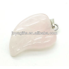 Pendentif semi-précieux en pierre de quartz rose avec haute qualité